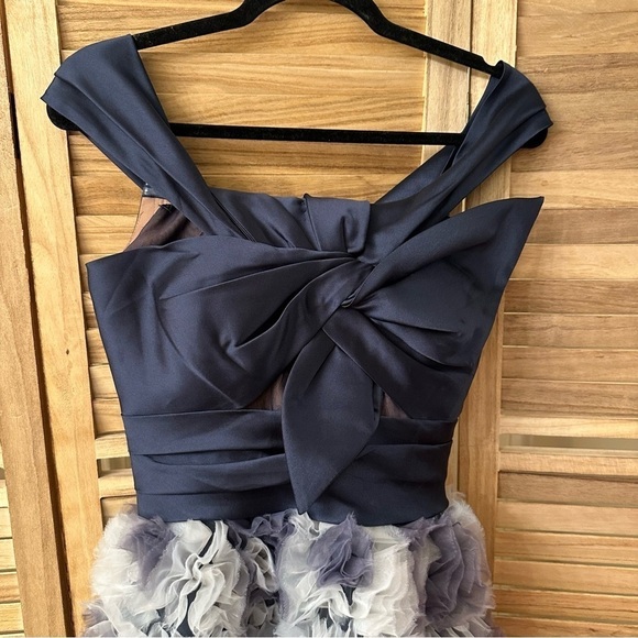 Marchesa Notte Navy Blue Off Shoulder Mikado Mini Cocktail Dress size XS - Picture 7 of 9